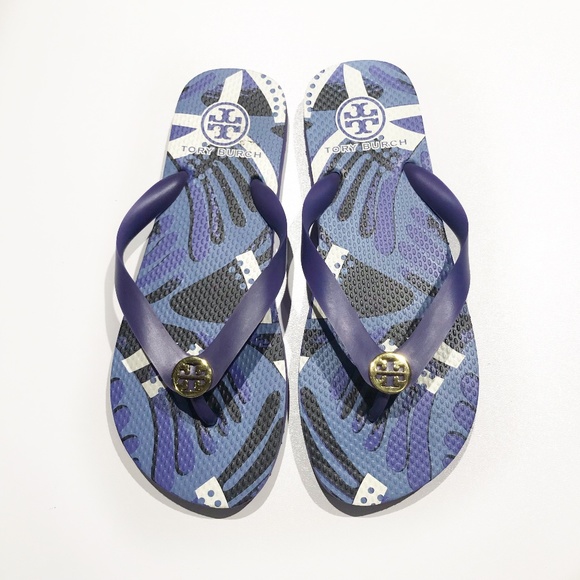Tory Burch Shoes - Tory Burch Blue Emblem Flip Flop